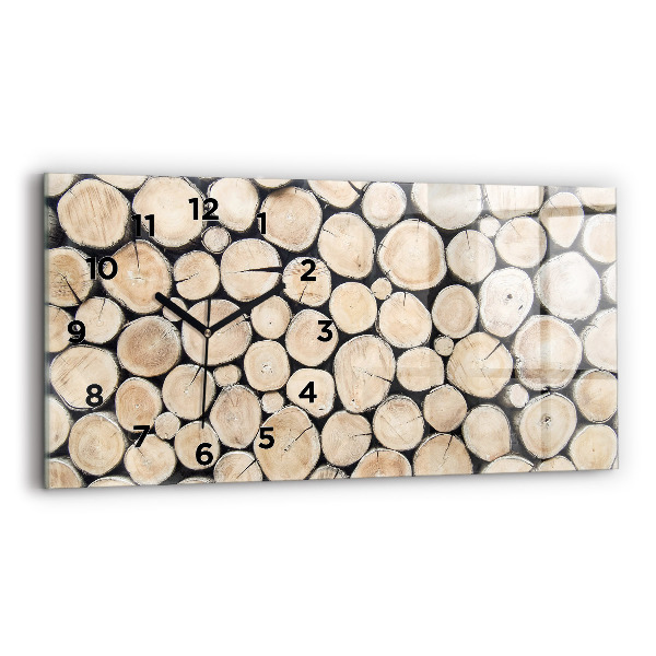 Horizontální hodiny na skle Ořezané pařezy
