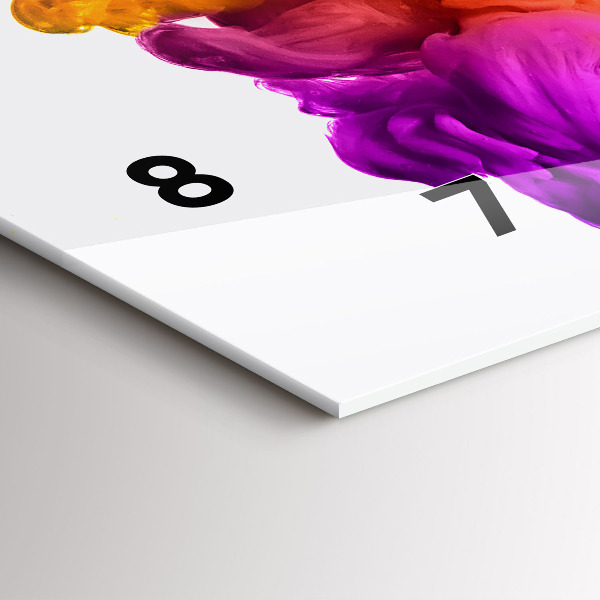 Horizontální hodiny na skle Duha barev