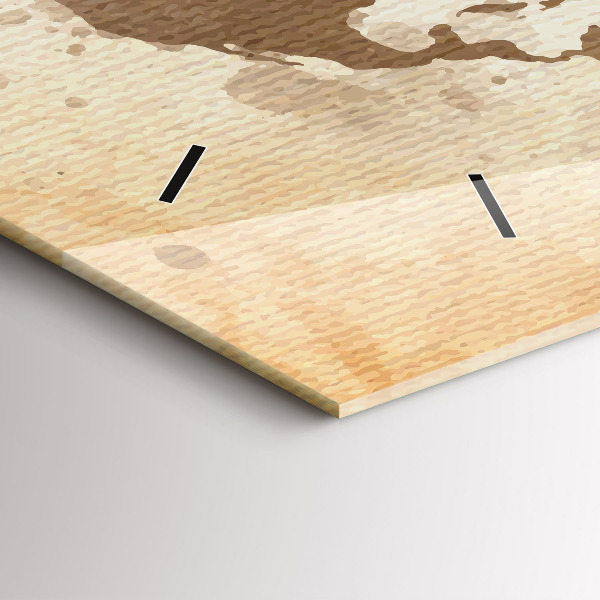 Horizontální hodiny na skle Malovaná mapa světa