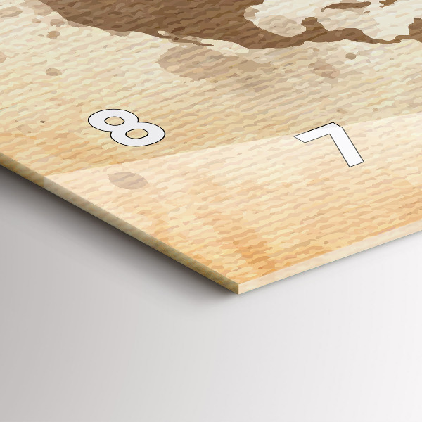 Horizontální hodiny na skle Malovaná mapa světa