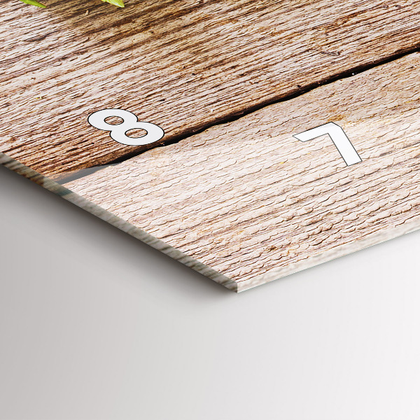 Horizontální hodiny na skle Květiny na dřevě