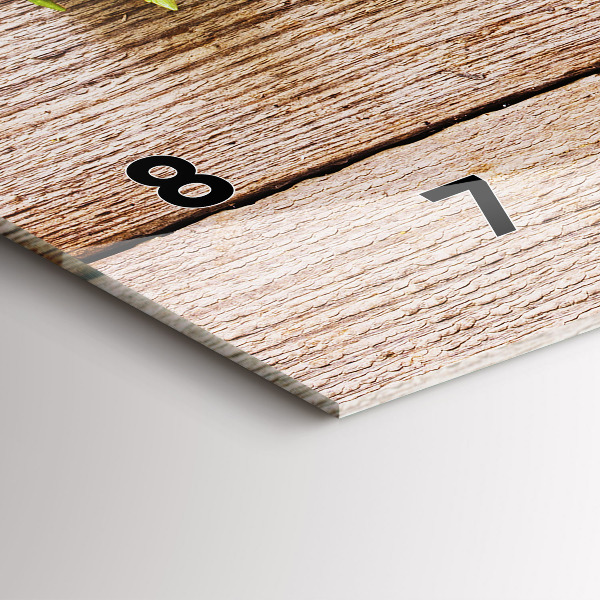 Horizontální hodiny na skle Květiny na dřevě