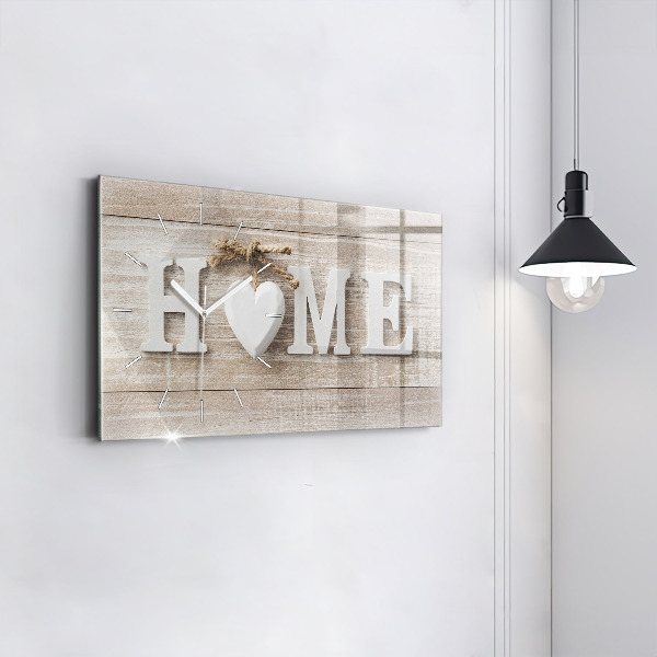 Horizontální hodiny na skle Nápis na domě