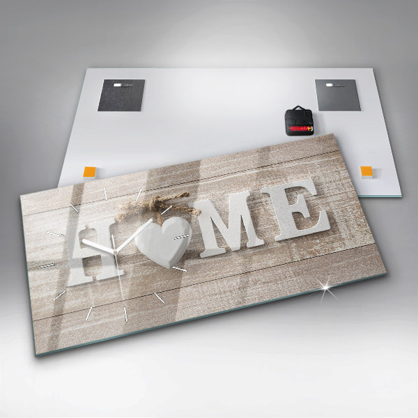 Horizontální hodiny na skle Nápis na domě