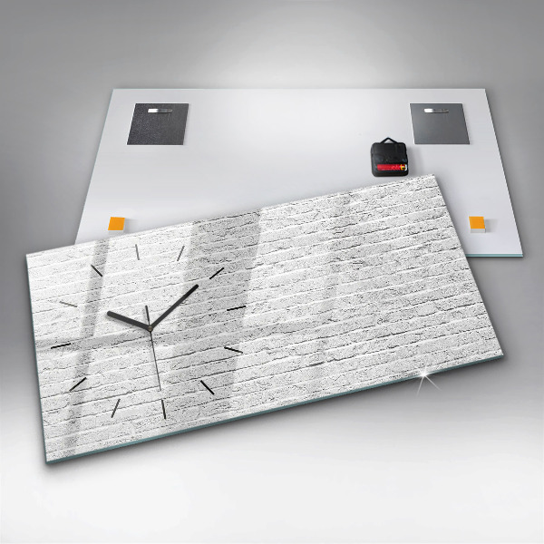 Horizontální hodiny na skle Cihlová zeď