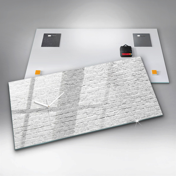 Horizontální hodiny na skle Cihlová zeď