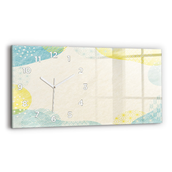 Horizontální skleněné hodiny na stěnu Vzor rámu