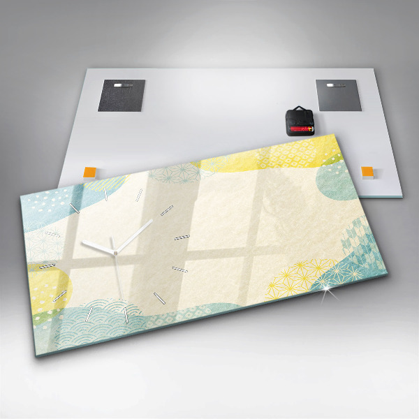 Horizontální skleněné hodiny na stěnu Vzor rámu