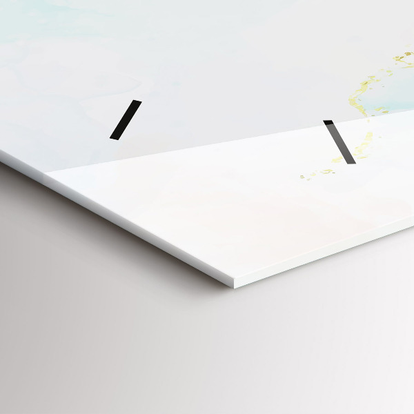 Horizontální skleněné hodiny na stěnu Akvarelová mramorová