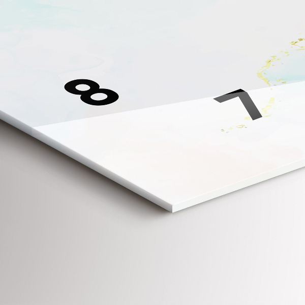 Horizontální skleněné hodiny na stěnu Akvarelová mramorová