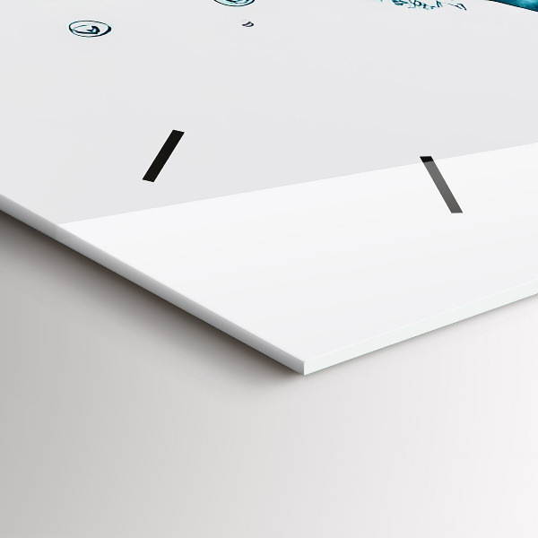 Horizontální skleněné hodiny na stěnu Akvarelová mapa světa