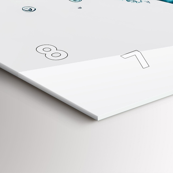 Horizontální skleněné hodiny na stěnu Akvarelová mapa světa