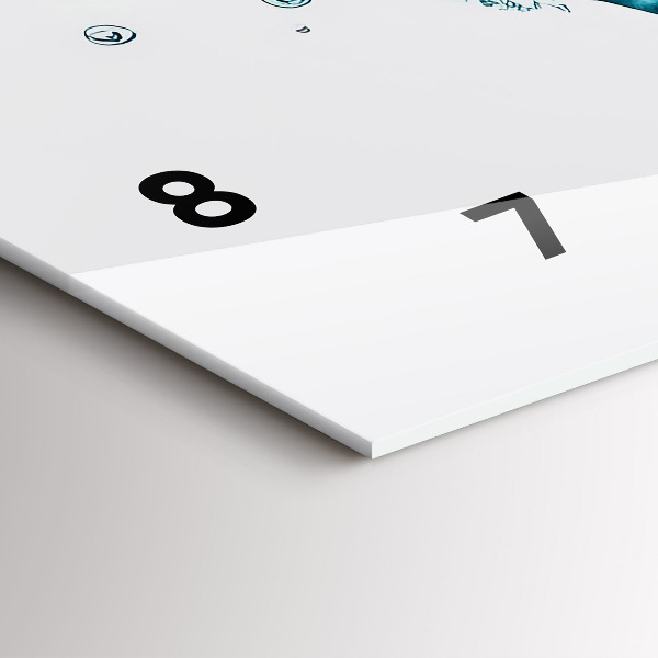 Horizontální skleněné hodiny na stěnu Akvarelová mapa světa