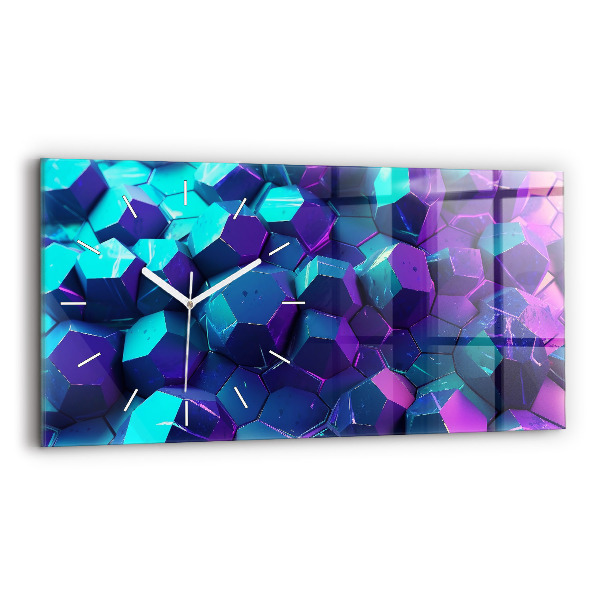 Horizontální skleněné hodiny na stěnu Geometrické tvary