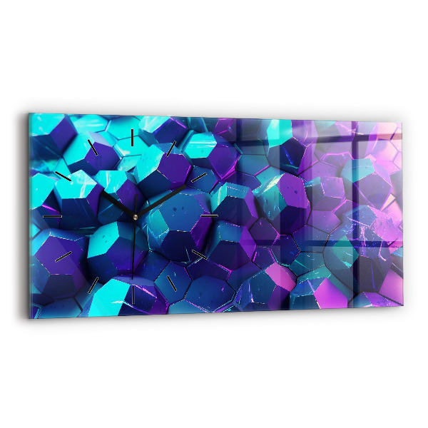 Horizontální skleněné hodiny na stěnu Geometrické tvary