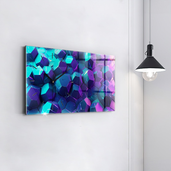 Horizontální skleněné hodiny na stěnu Geometrické tvary