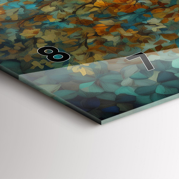 Horizontální skleněné hodiny na stěnu Mozaikový strom