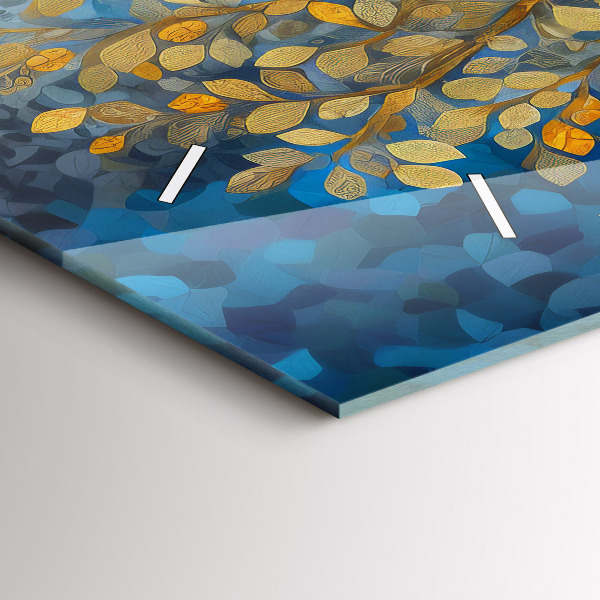 Horizontální skleněné hodiny na stěnu Abstraktní strom