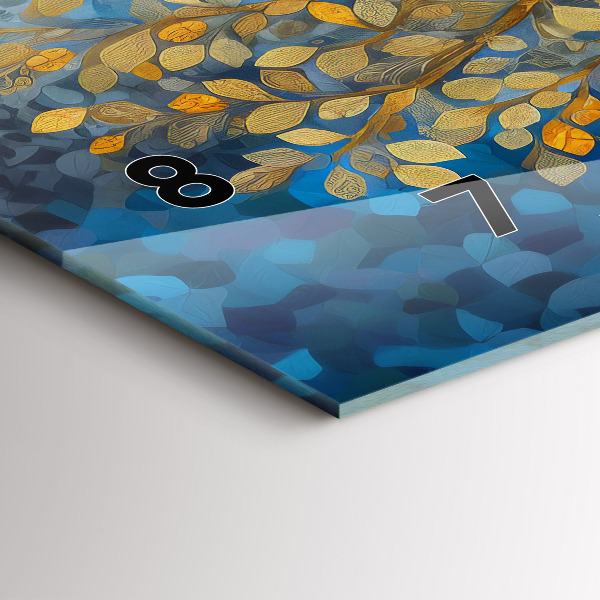 Horizontální skleněné hodiny na stěnu Abstraktní strom