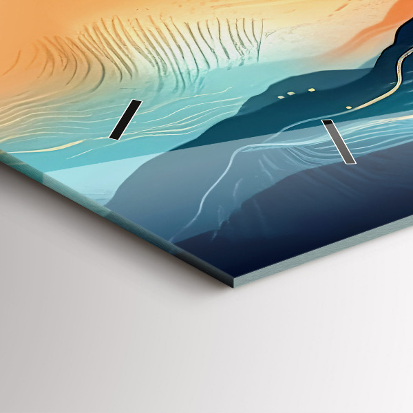 Horizontální skleněné hodiny na stěnu Horská krajina