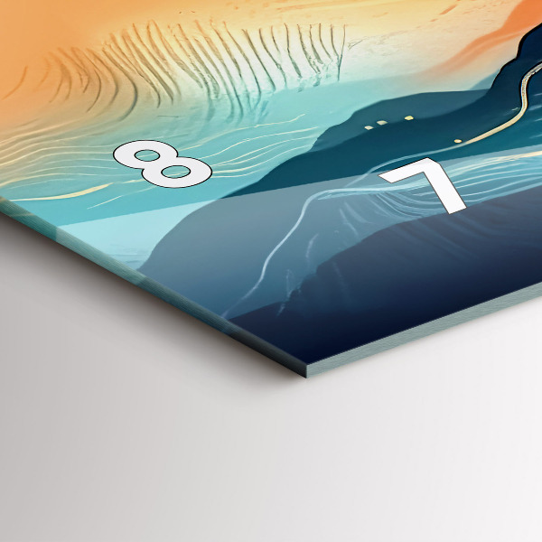 Horizontální skleněné hodiny na stěnu Horská krajina