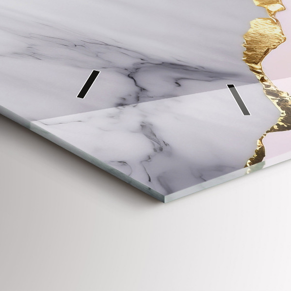 Horizontální skleněné hodiny na stěnu Mramorový vzor