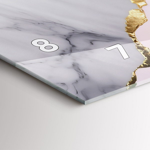 Horizontální skleněné hodiny na stěnu Mramorový vzor