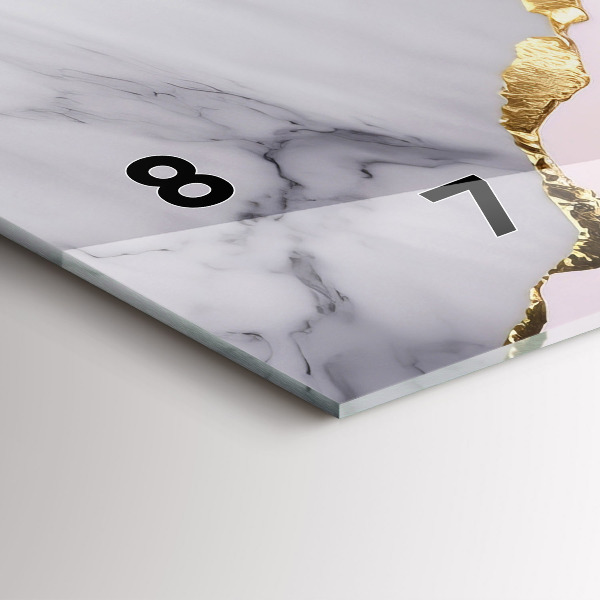 Horizontální skleněné hodiny na stěnu Mramorový vzor