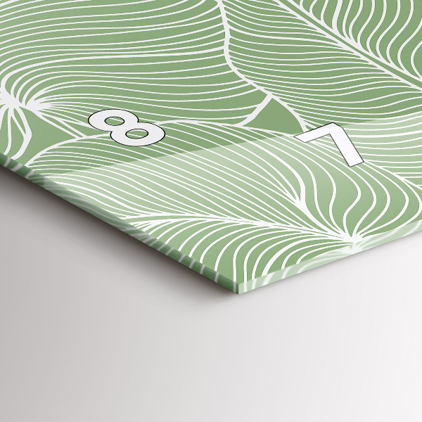 Horizontální skleněné hodiny na stěnu Vzor přírodních listů