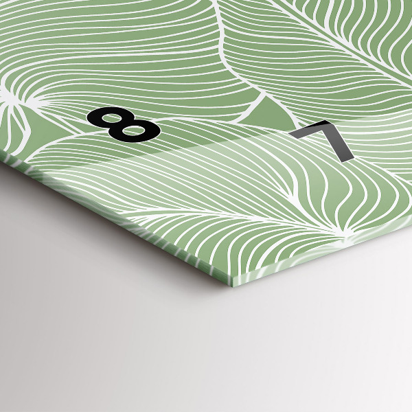 Horizontální skleněné hodiny na stěnu Vzor přírodních listů