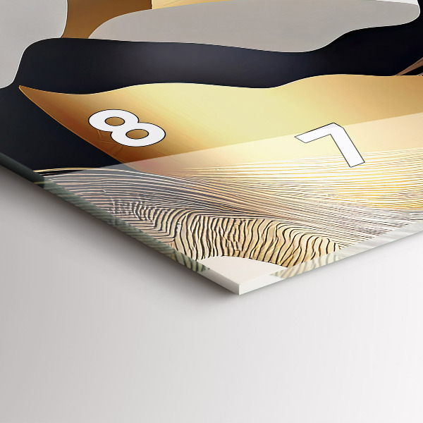 Horizontální skleněné hodiny na stěnu Abstraktní zlaté hory