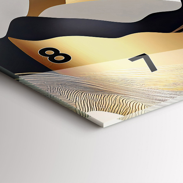 Horizontální skleněné hodiny na stěnu Abstraktní zlaté hory