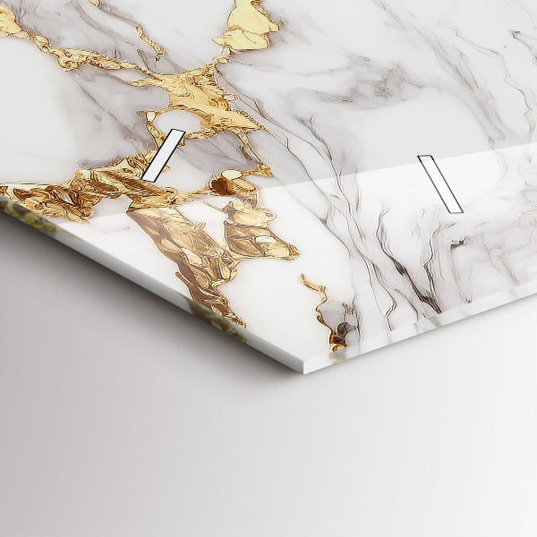 Horizontální skleněné hodiny na stěnu Dekorativní mramor