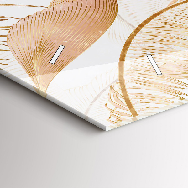 Horizontální skleněné hodiny na stěnu Příroda se vzorem listů