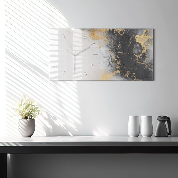 Horizontální skleněné hodiny na stěnu Mramorové umění