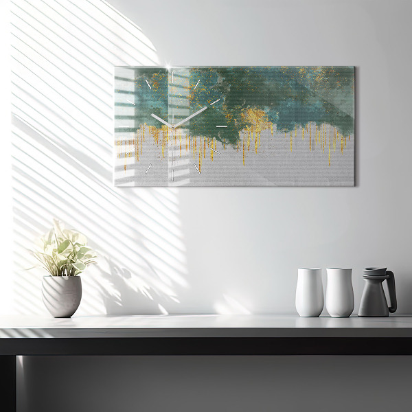 Horizontální skleněné hodiny na stěnu Dekorativní vzor