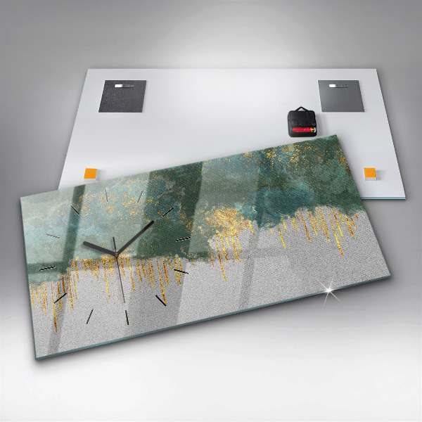 Horizontální skleněné hodiny na stěnu Dekorativní vzor