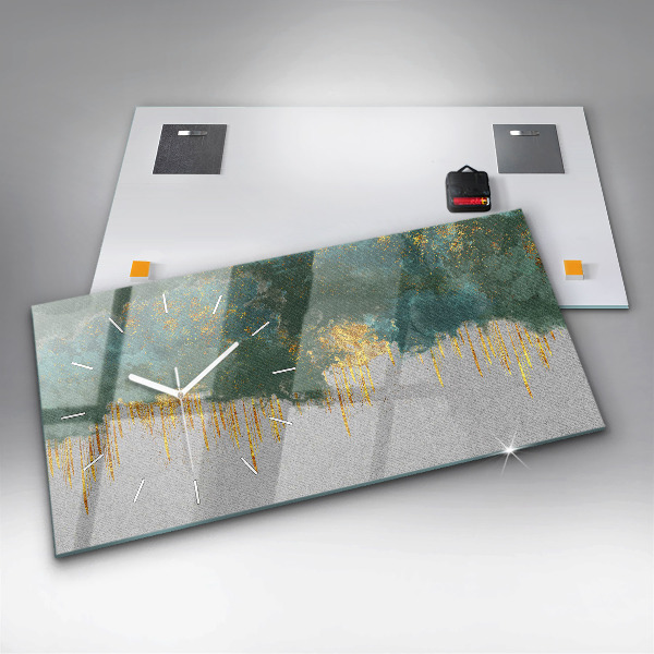 Horizontální skleněné hodiny na stěnu Dekorativní vzor