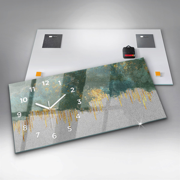 Horizontální skleněné hodiny na stěnu Dekorativní vzor