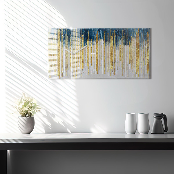 Horizontální skleněné hodiny na stěnu Dekorativní vzor