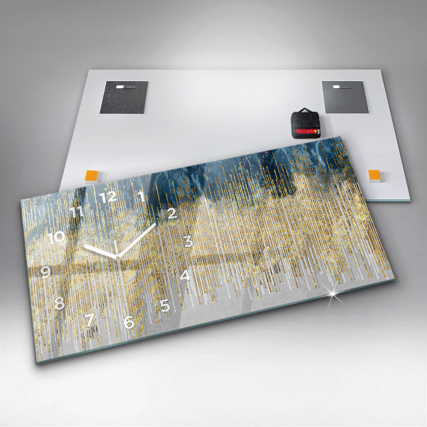 Horizontální skleněné hodiny na stěnu Dekorativní vzor