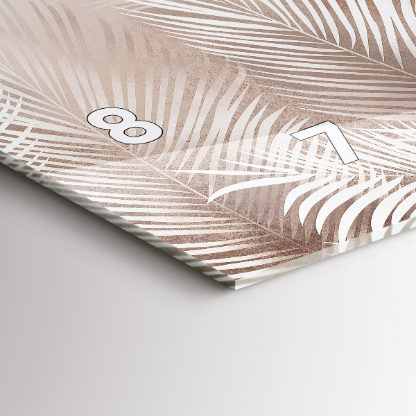 Horizontální skleněné hodiny na stěnu Tropické listy