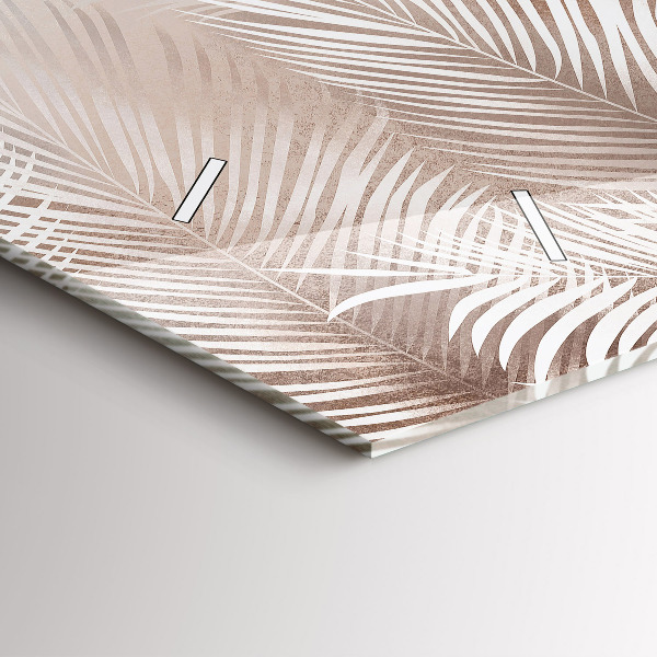 Horizontální skleněné hodiny na stěnu Tropické listy