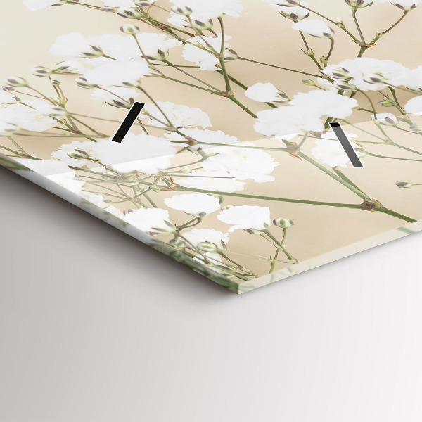 Horizontální skleněné hodiny na stěnu Rozkvetlé květiny