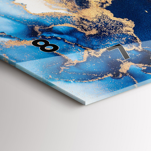 Horizontální skleněné hodiny na stěnu Mramorový vzor