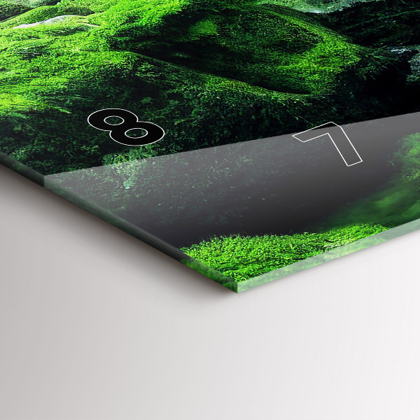 Horizontální skleněné hodiny na stěnu Vodopád mezi mechem