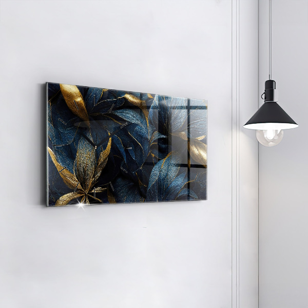 Horizontální skleněné hodiny na stěnu Dekorativní květiny