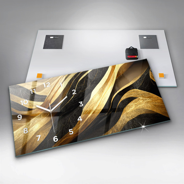 Horizontální skleněné hodiny na stěnu Elegantní abstrakce