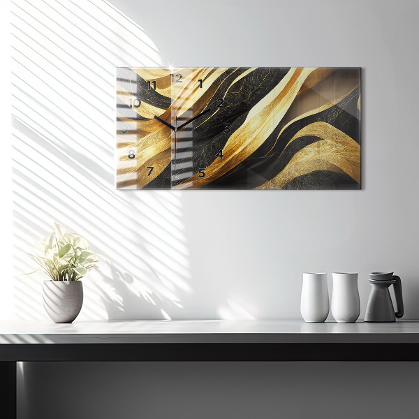 Horizontální skleněné hodiny na stěnu Elegantní abstrakce