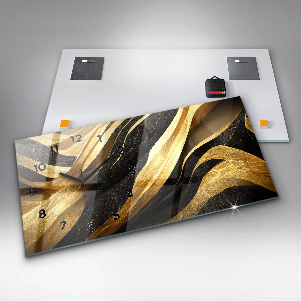 Horizontální skleněné hodiny na stěnu Elegantní abstrakce